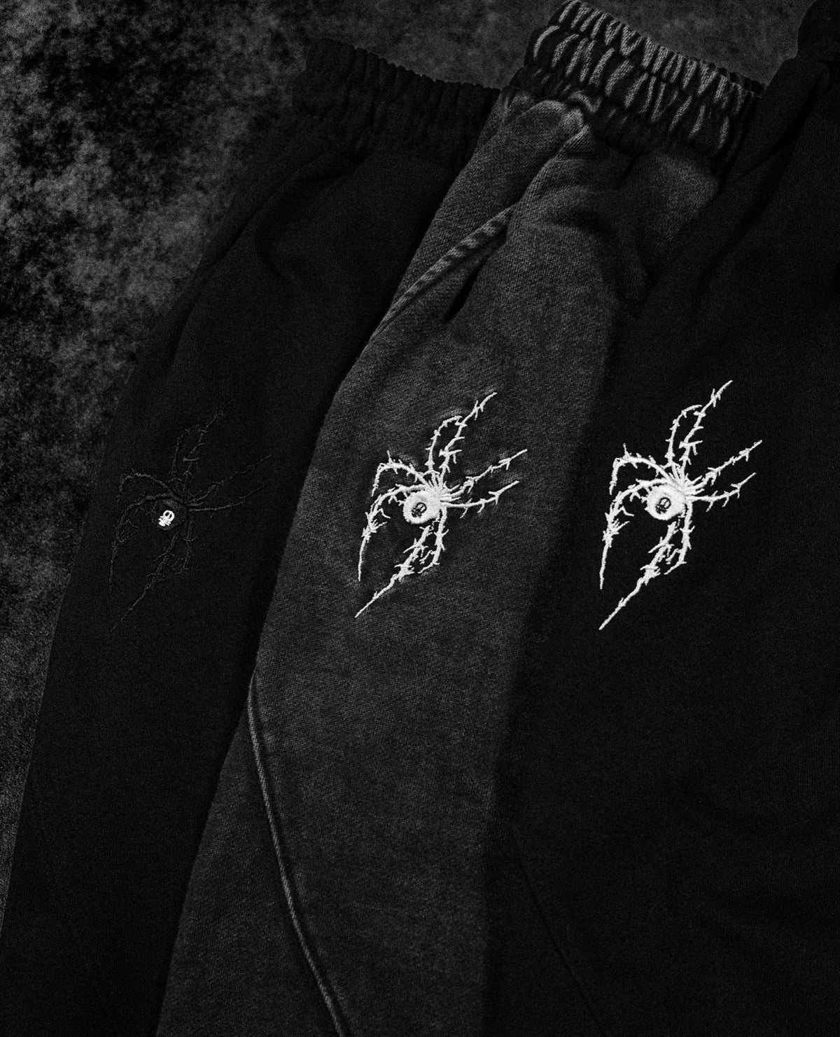 WEBBED VENOM TEXTURE UNCUFFED SWEATPANTS (VOID BLACK)