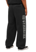 GYMSHARK RETRO COLLEGIATE GRAPHIC WIDE LEG PANTS (BLACK)
