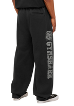 GYMSHARK RETRO COLLEGIATE GRAPHIC WIDE LEG PANTS (BLACK)