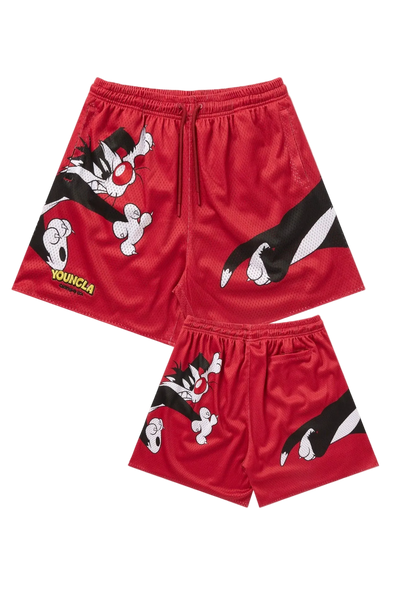 LOONEY TUNES BASKETBALL SHORTS-1098 (RED)