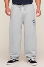 GYMSHARK RETRO COLLEGIATE GRAPHIC WIDE LEG PANTS (GREY)