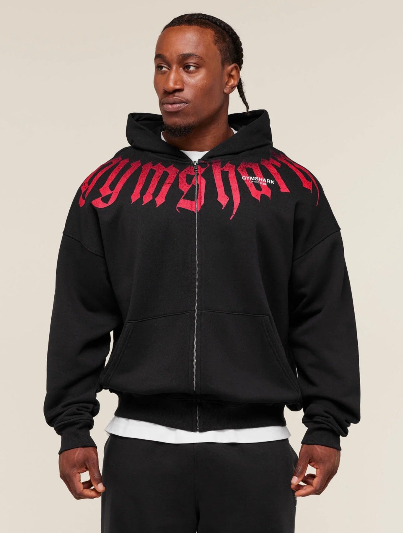 GYMSHARK FADE GRAPHIC ZIP UP HOODIE (BLACK)