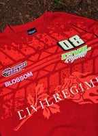 LEGEND OF BLOSSOM “SIDE BY SIDE” 199X OVERSIZED TEE IN EQUESTRIAN RED