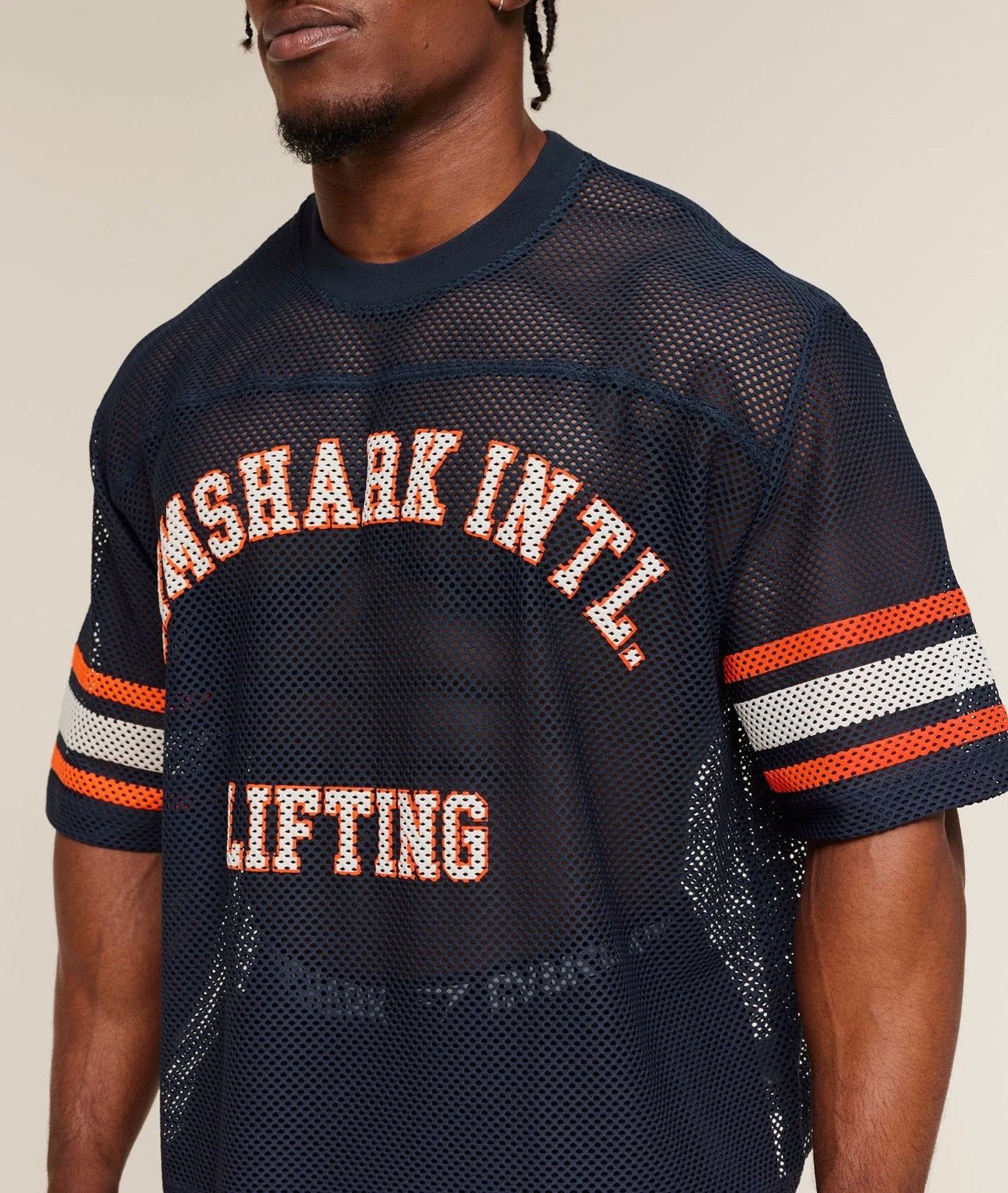 GYMSHARK COLLECTIVE MESH CONTRAST JERSEY (HEAVY BLUE)