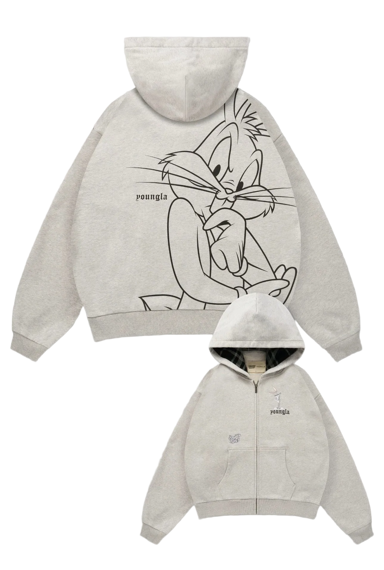 LOONEY TUNES PLAID ZIP-UPS-5257 (GREY)