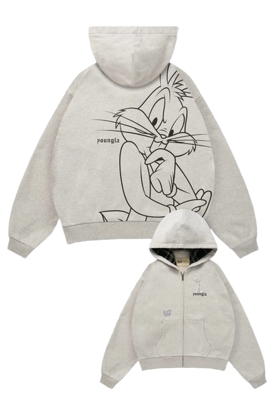 LOONEY TUNES PLAID ZIP-UPS-5257 (GREY)