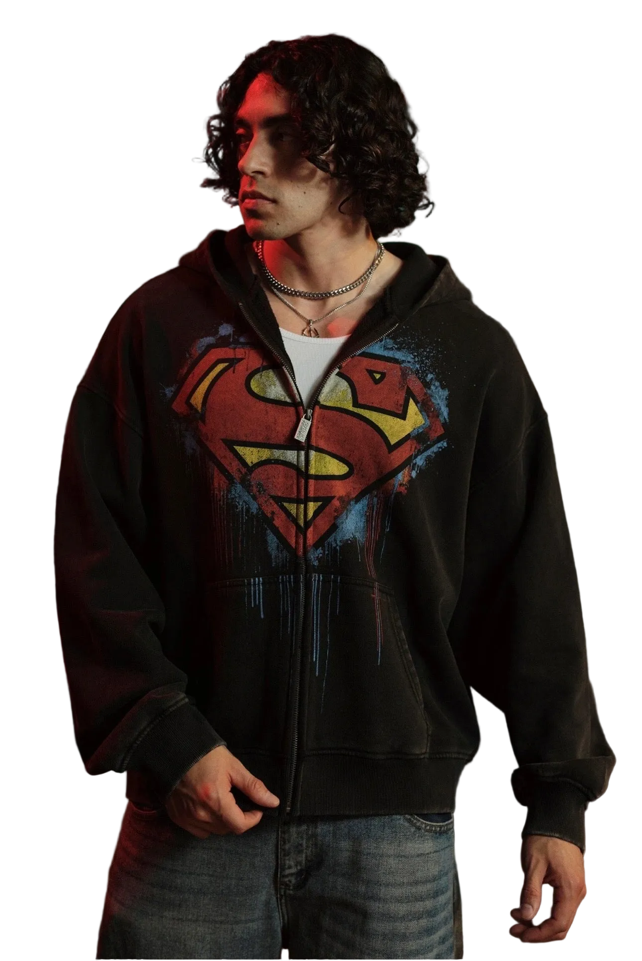 SUPERMAN DRIP ZIP-UPS-5011 (BLACK)