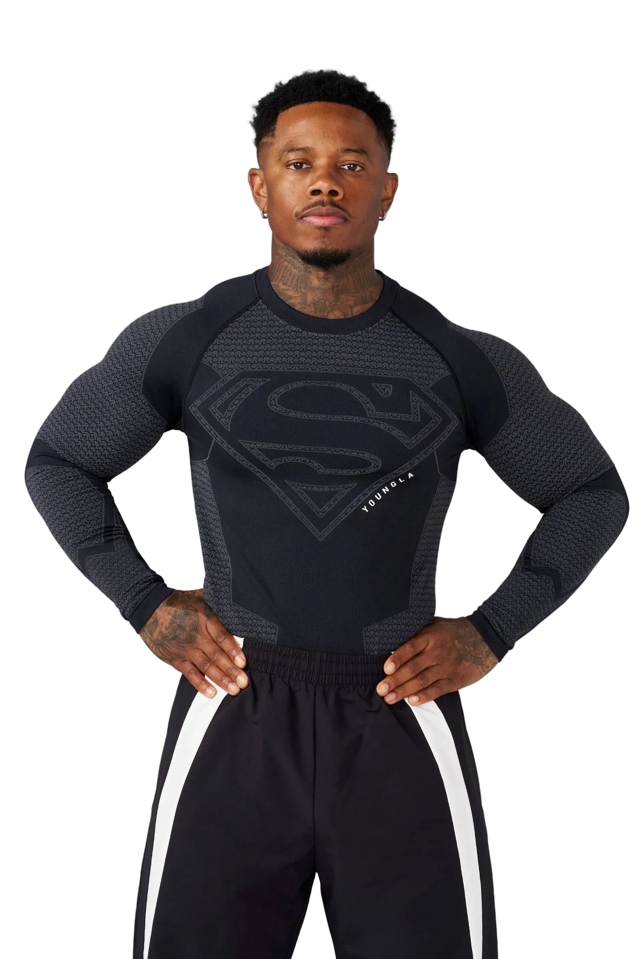 SUPERMAN COMPRESSION LONGSLEEVES-8066 (BLACK)