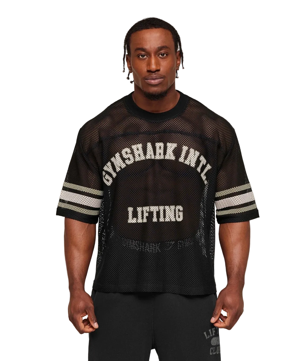 GYMSHARK COLLECTIVE MESH CONTRAST JERSEY (BLACK)