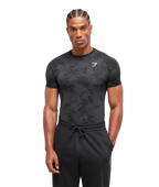 GYMSHARK GEO SEAMLESS T-SHIRT (BLACK/CHARCOAL GREY)