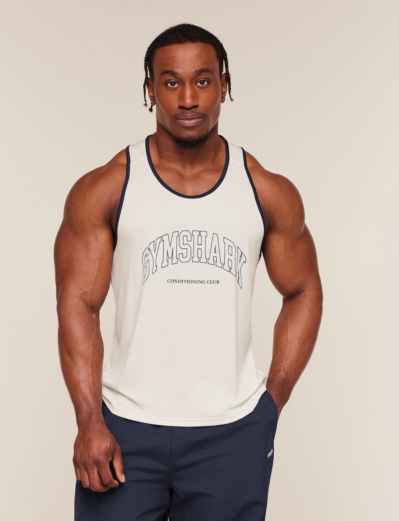 GYMSHARK COLLEGIATE TECH TANK (SOFT WHITE)