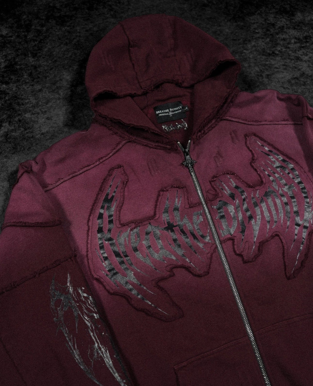 RUINED OVERSIZED ZIP-UP HOODIE (VIOLA)