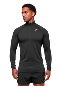GYMSHARK VITAL SEAMLESS 1/4 ZIP UP (BLACK/SILHOUETTE GREY)