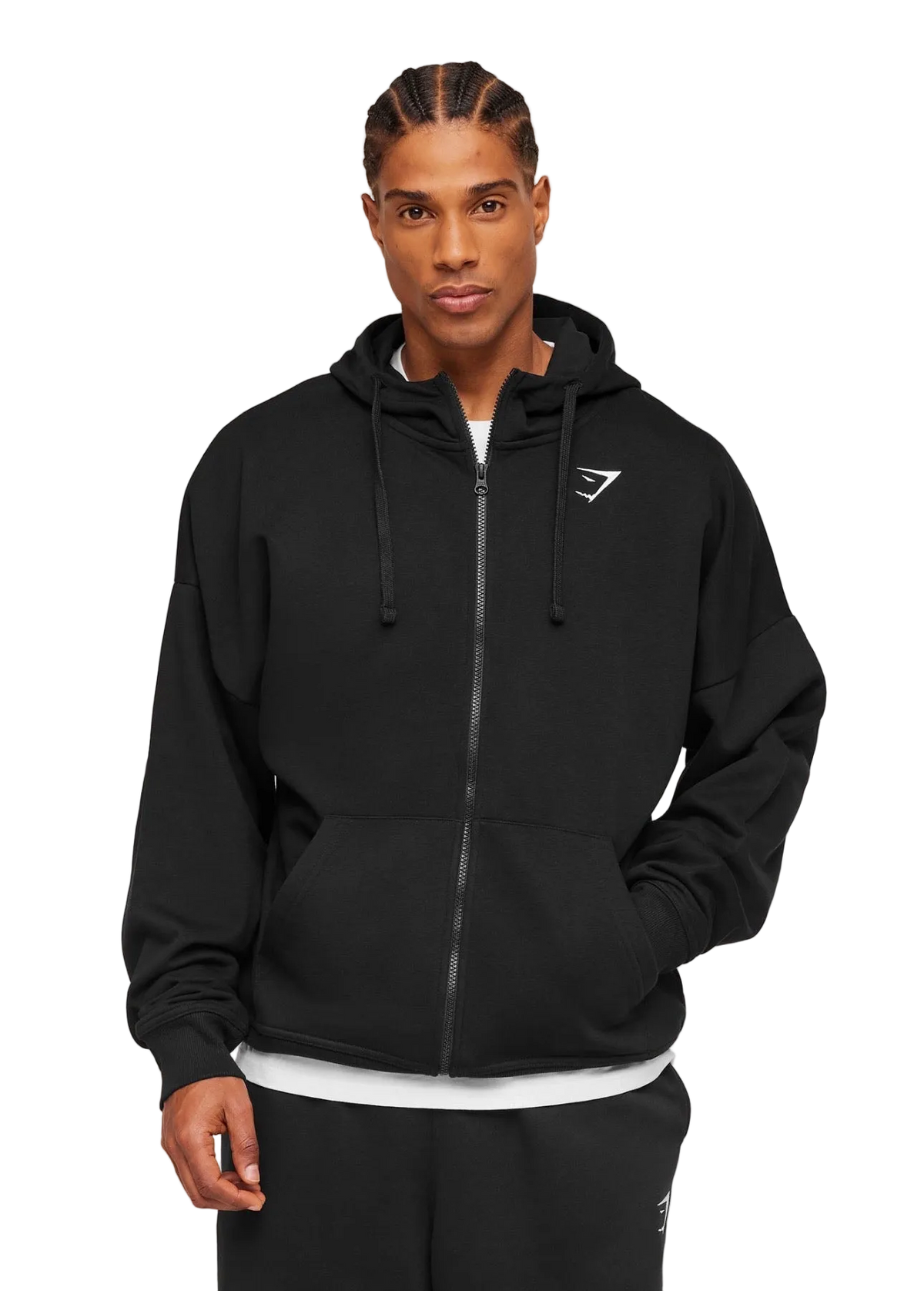 GYMSHARK ESSENTIAL OVERSIZED ZIP UP HOODIE (BLACK)