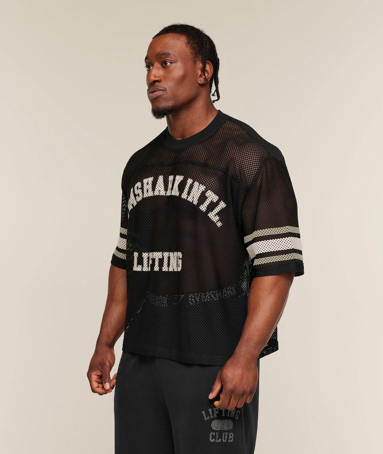 GYMSHARK COLLECTIVE MESH CONTRAST JERSEY (BLACK)