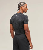 GYMSHARK GEO SEAMLESS T-SHIRT (BLACK/CHARCOAL GREY)