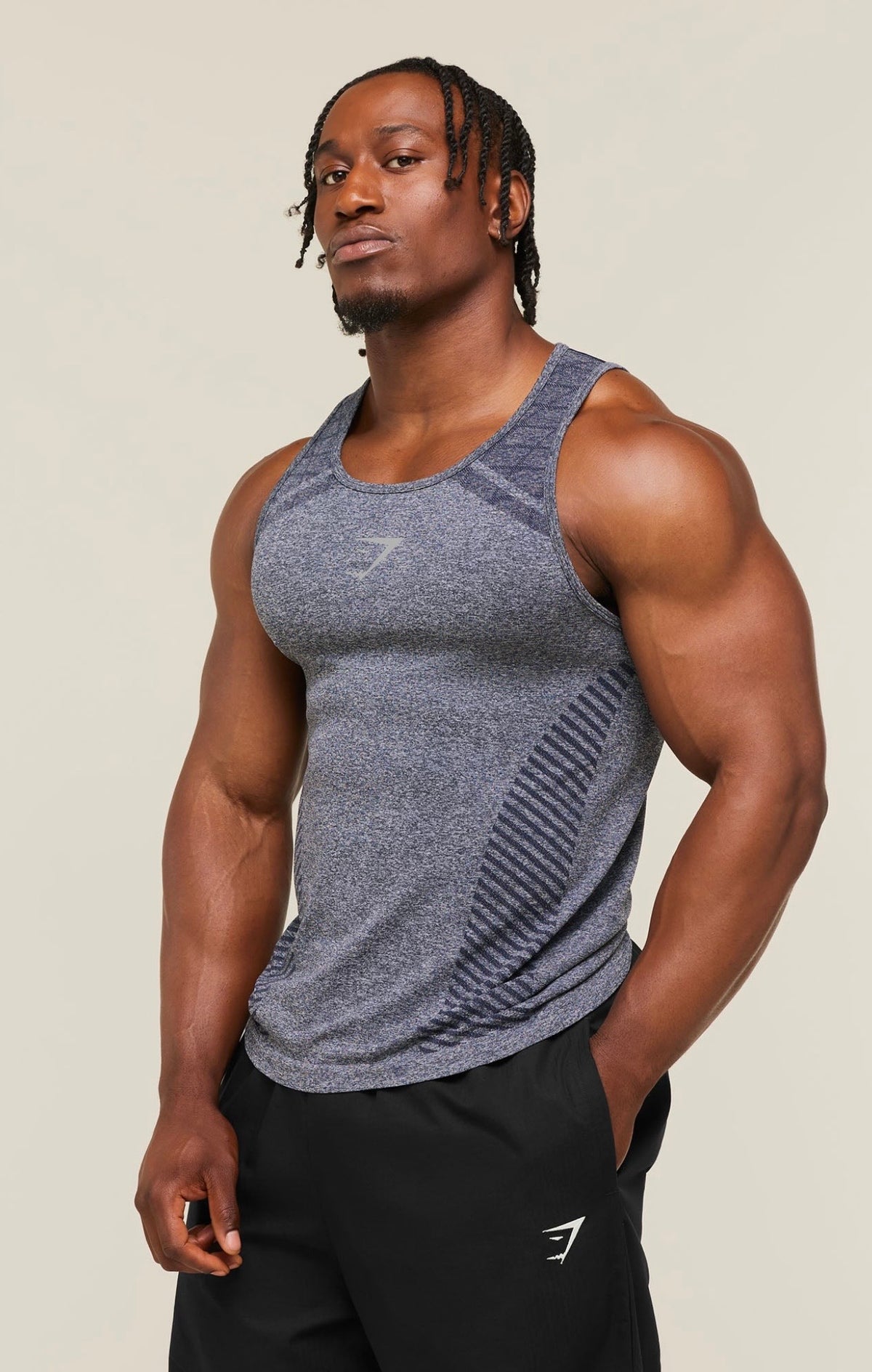 GYMSHARK DEVANT SEAMLESS TANK (HEAVY BLUE)