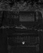 OVERSIZED DISTRESSED DENIM CARGO JEANS (ALLOY WASH)