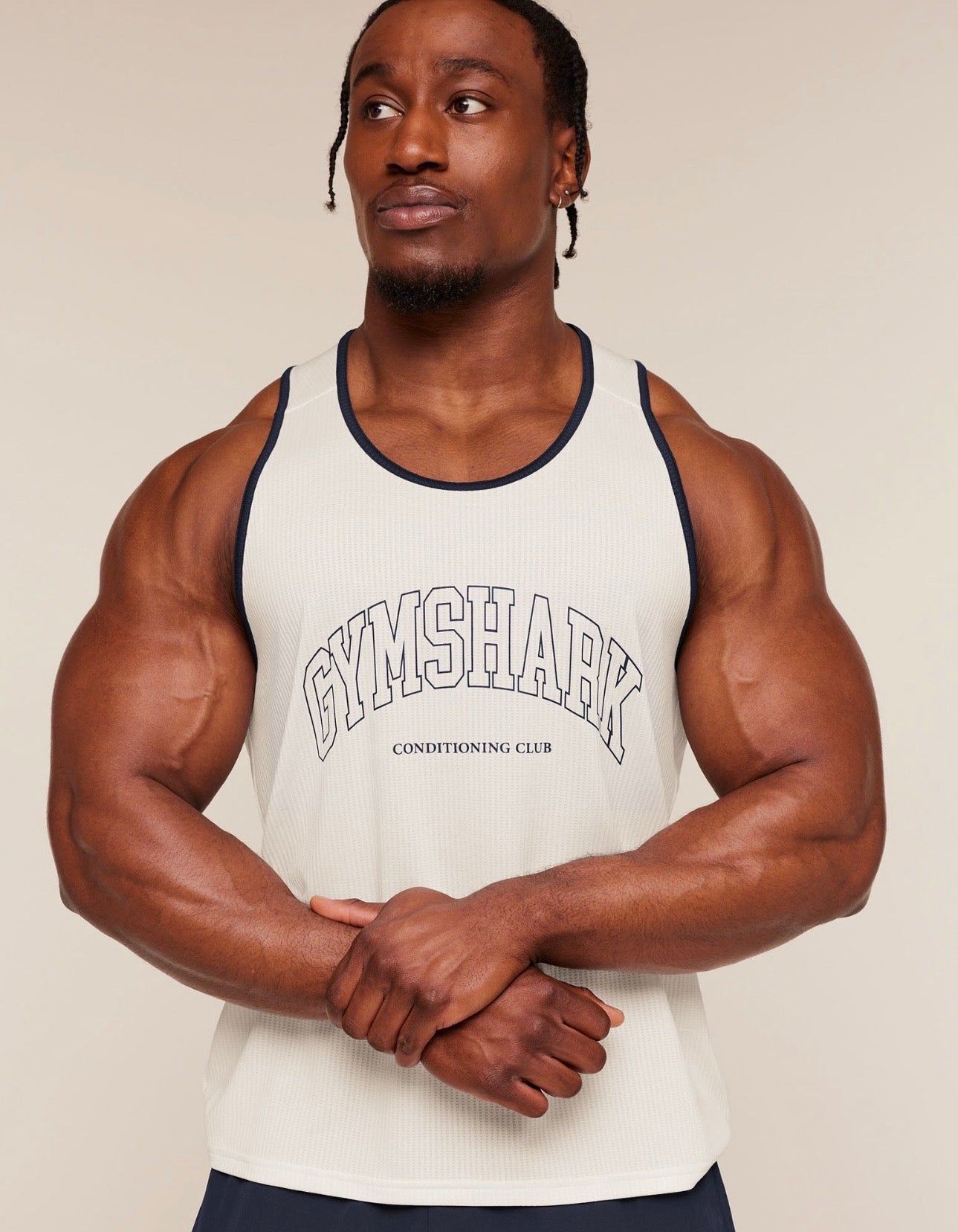 GYMSHARK COLLEGIATE TECH TANK (SOFT WHITE)