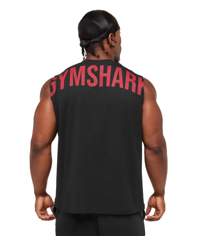 GYMSHARK POWER CUT OFF TANK (BLACK/CONDITION RED)
