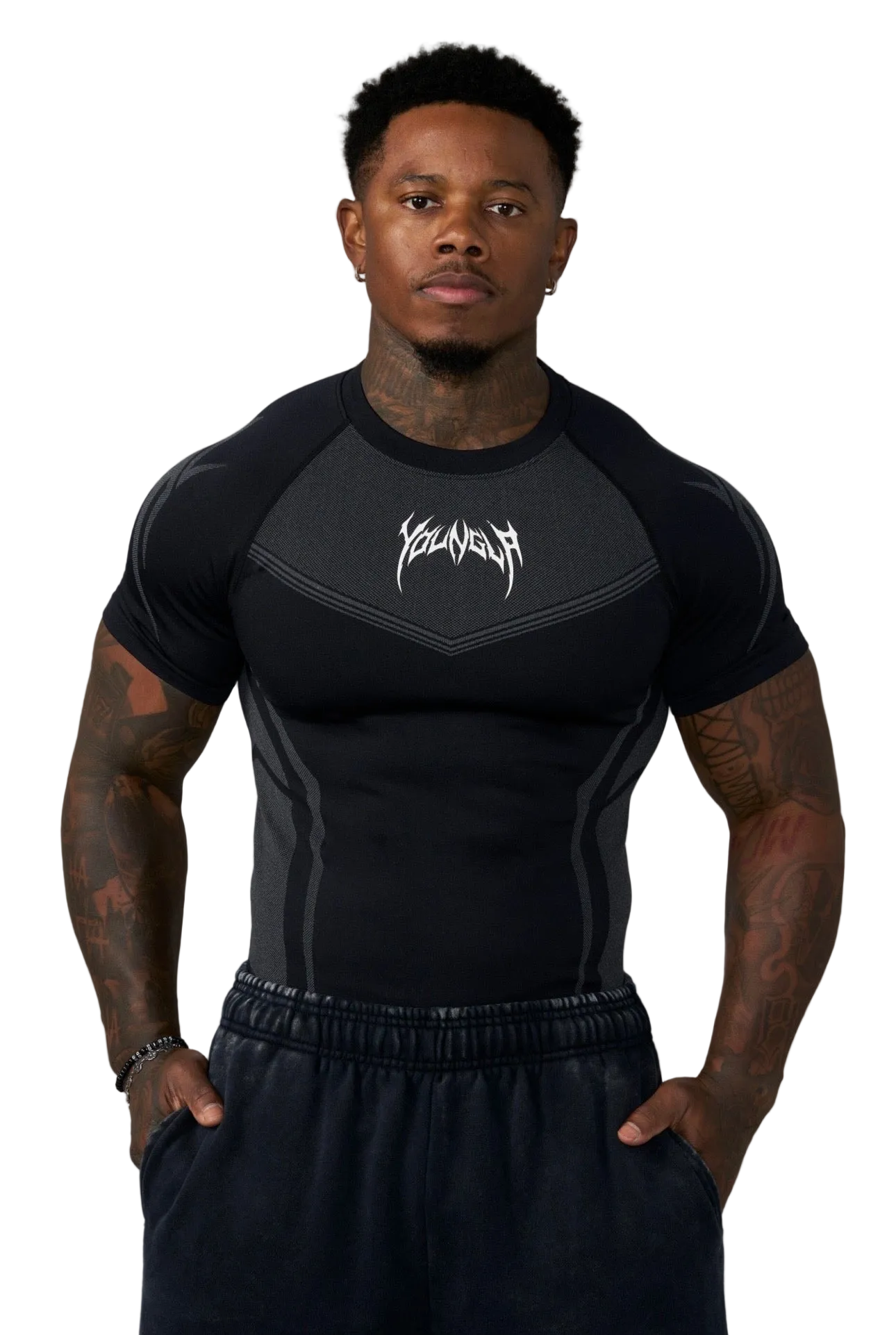 WARRIOR X COMPRESSION TEES-4065 (BLACK/GREY)