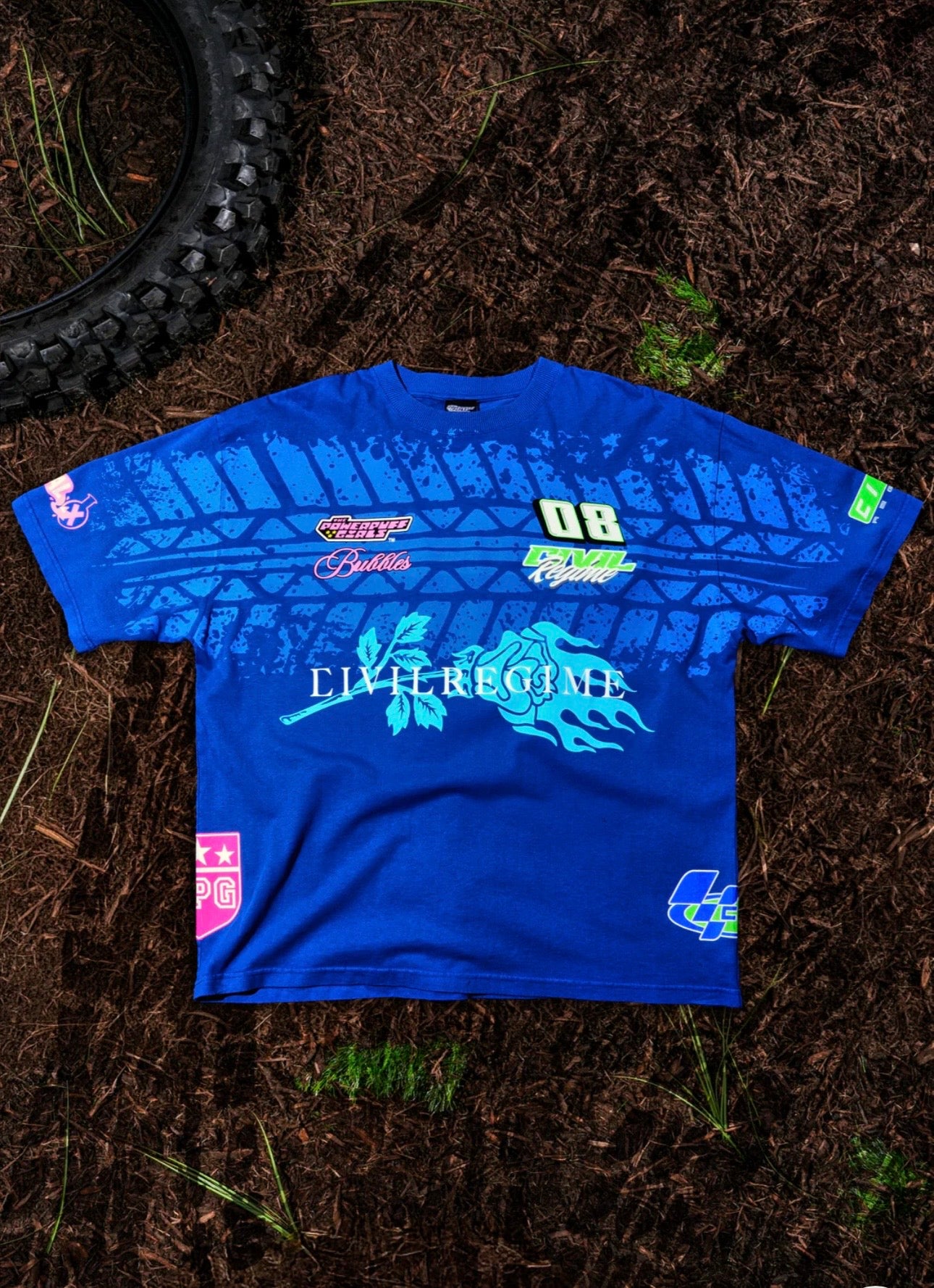 LEGEND OF BUBBLES “SIDE BY SIDE” 199X OVERSIZED TEE IN TRUE BLUE