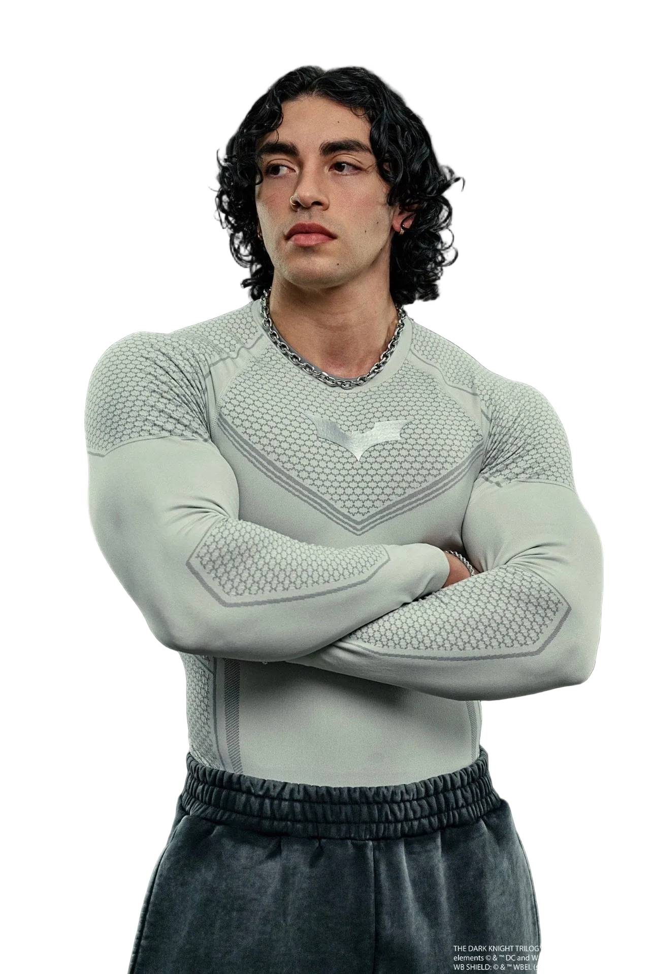 BATMAN COMPRESSION LONGSLEEVES-8004 (OFF-WHITE)