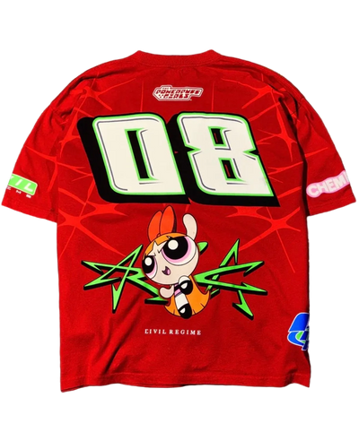 LEGEND OF BLOSSOM “SIDE BY SIDE” 199X OVERSIZED TEE IN EQUESTRIAN RED