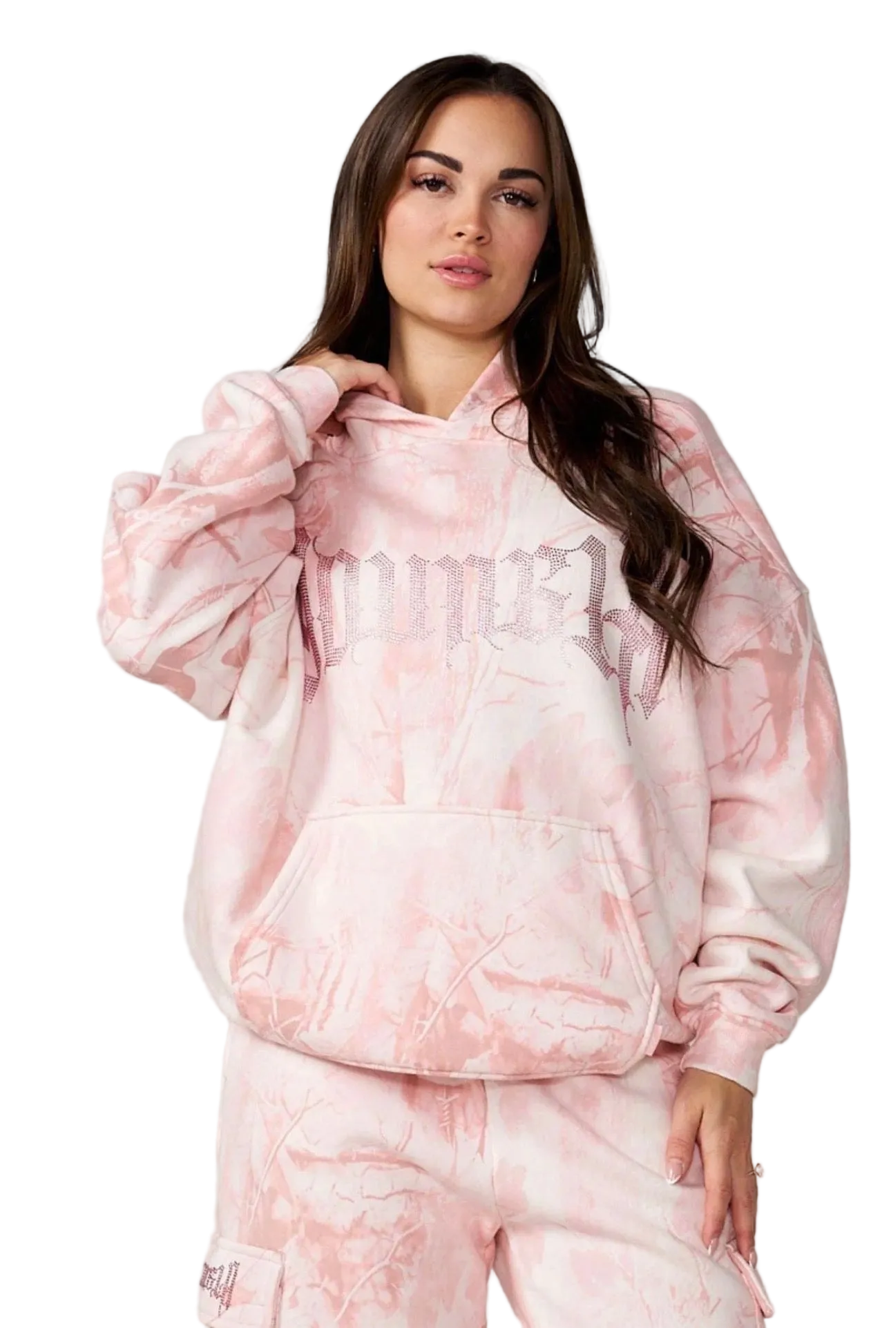 CAMO BLING HOODIE-W5168 (PINK)