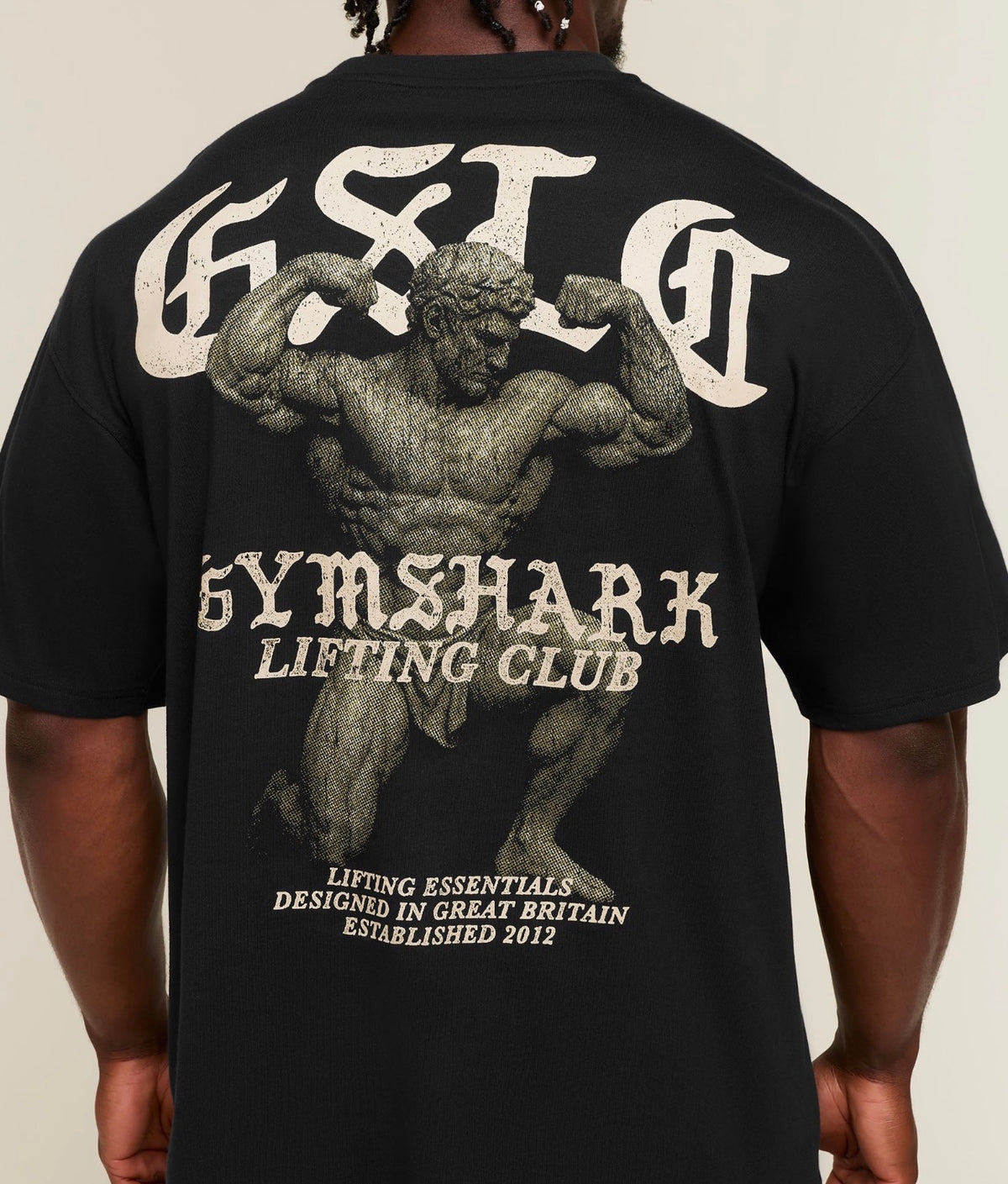 GYMSHARK LIFTING STATUE GRAPHIC T-SHIRT (BLACK)
