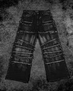 OVERSIZED DISTRESSED DENIM CARGO JEANS (ALLOY WASH)