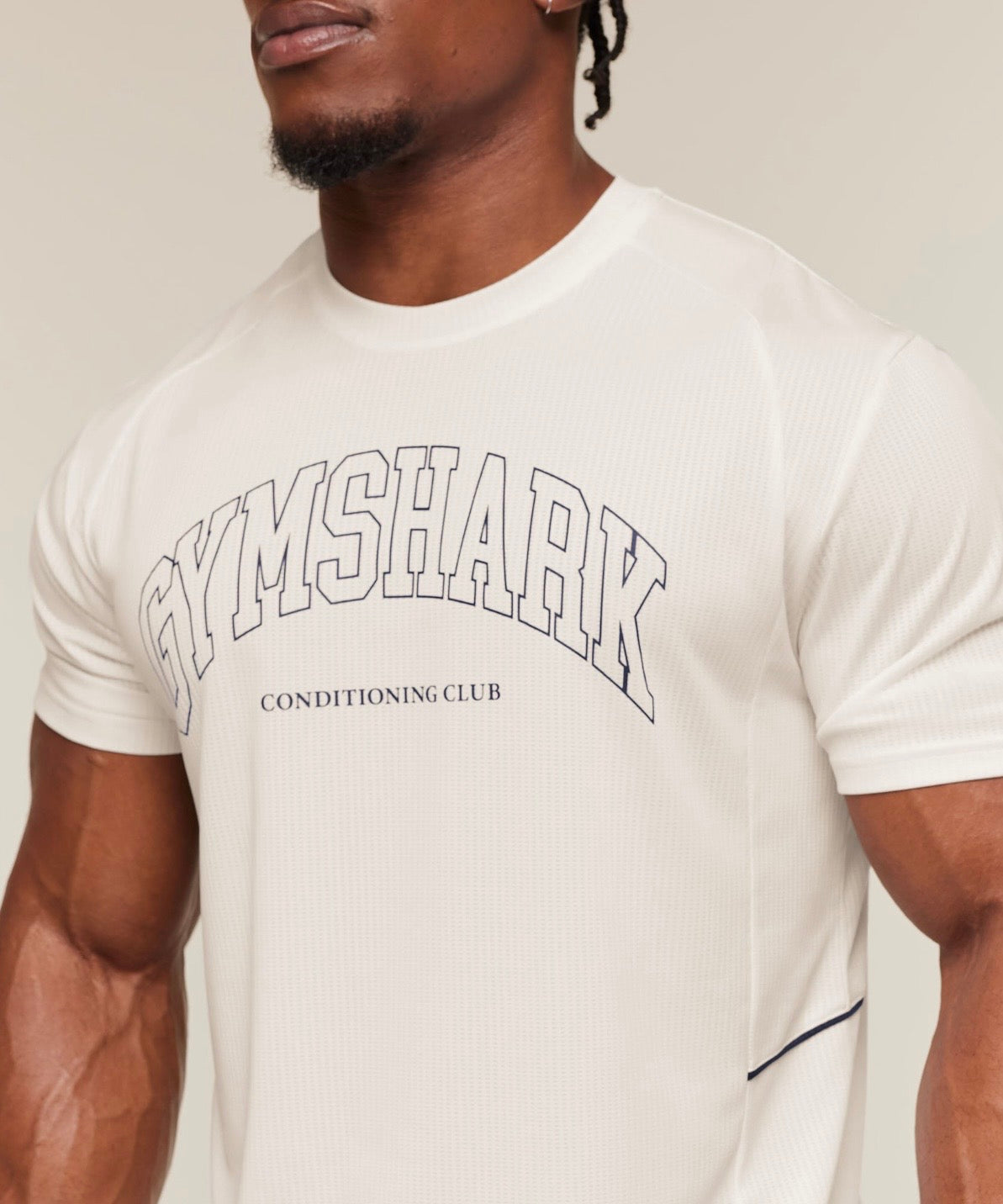GYMSHARK COLLEGIATE TECH T-SHIRT (SOFT WHITE)
