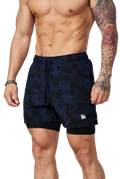 CAMO COMPRESSION SHORT-1047 (NAVY BLACK CAMO)