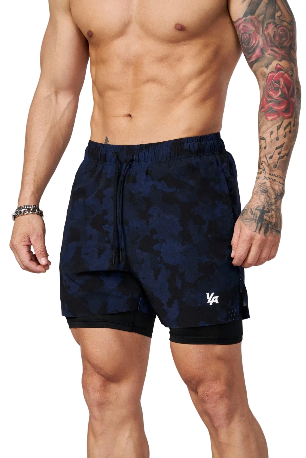 CAMO COMPRESSION SHORT-1047 (NAVY BLACK CAMO)