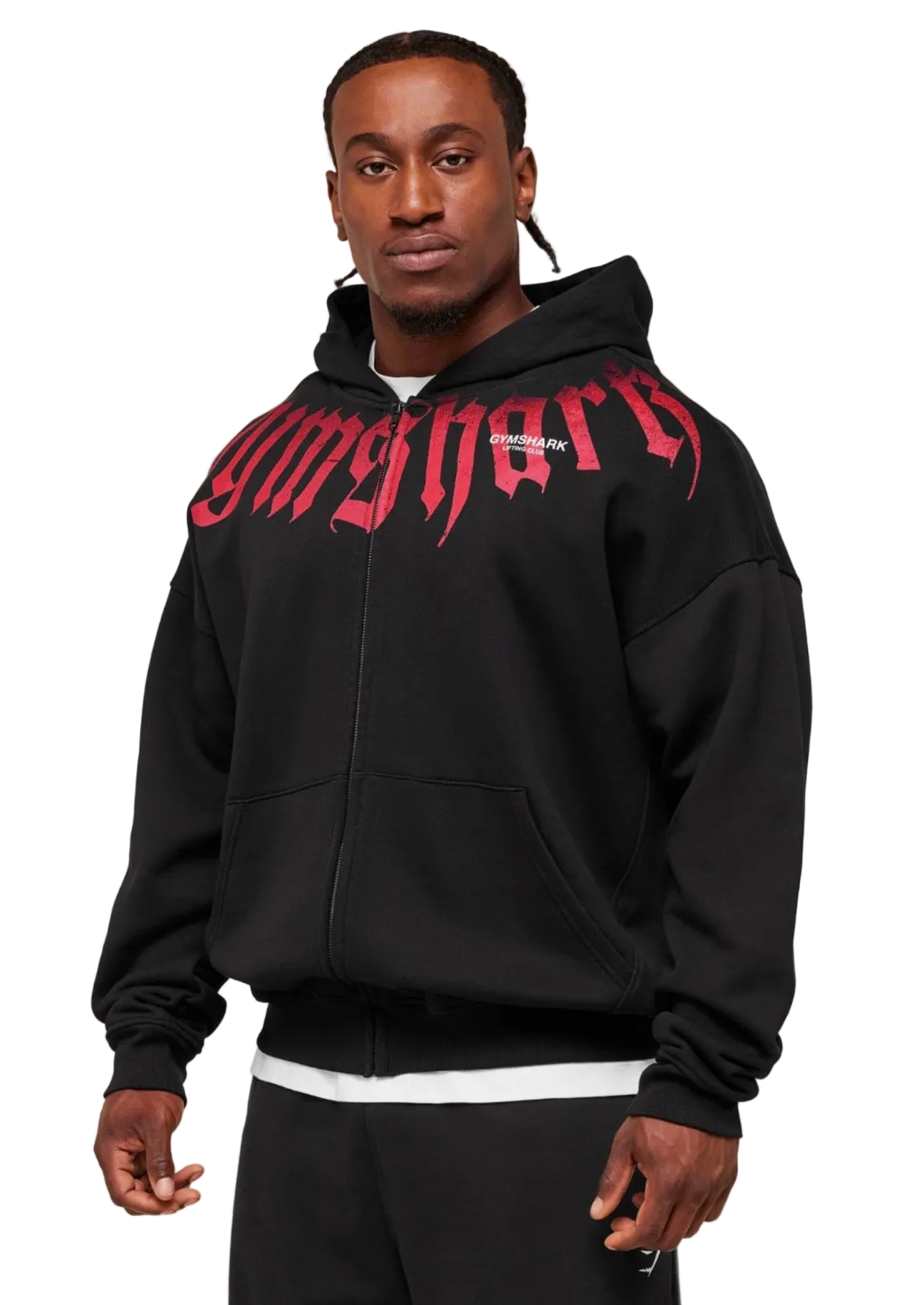 GYMSHARK FADE GRAPHIC ZIP UP HOODIE (BLACK)