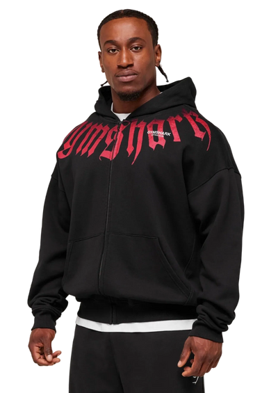 GYMSHARK FADE GRAPHIC ZIP UP HOODIE (BLACK)