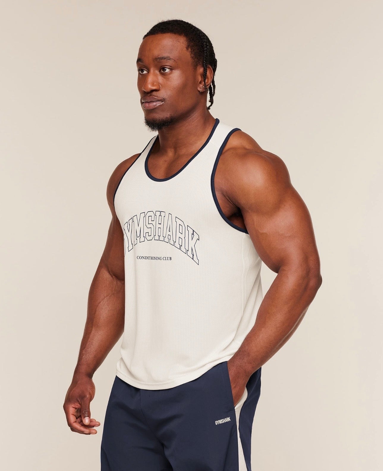 GYMSHARK COLLEGIATE TECH TANK (SOFT WHITE)