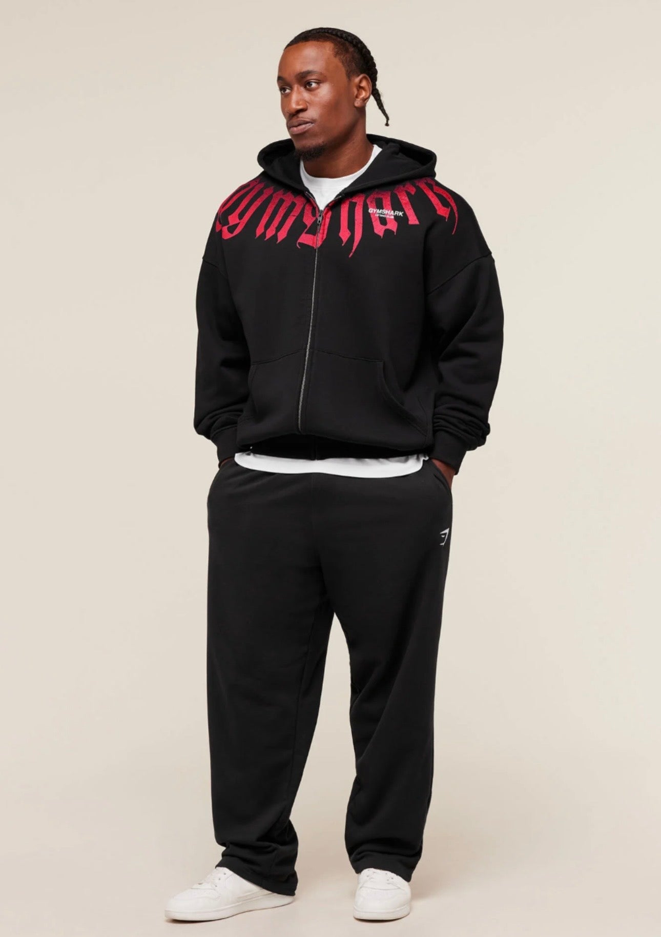 GYMSHARK FADE GRAPHIC ZIP UP HOODIE (BLACK)
