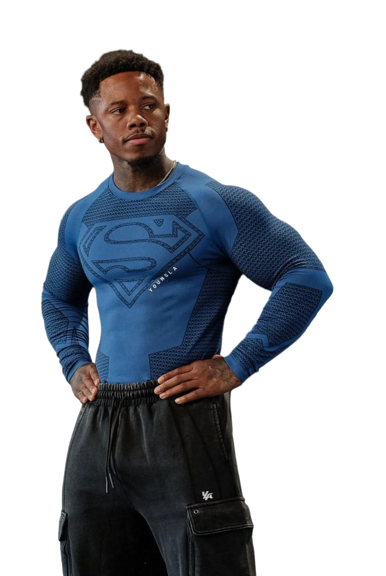 SUPERMAN COMPRESSION LONGSLEEVES-8066 (BLUE)