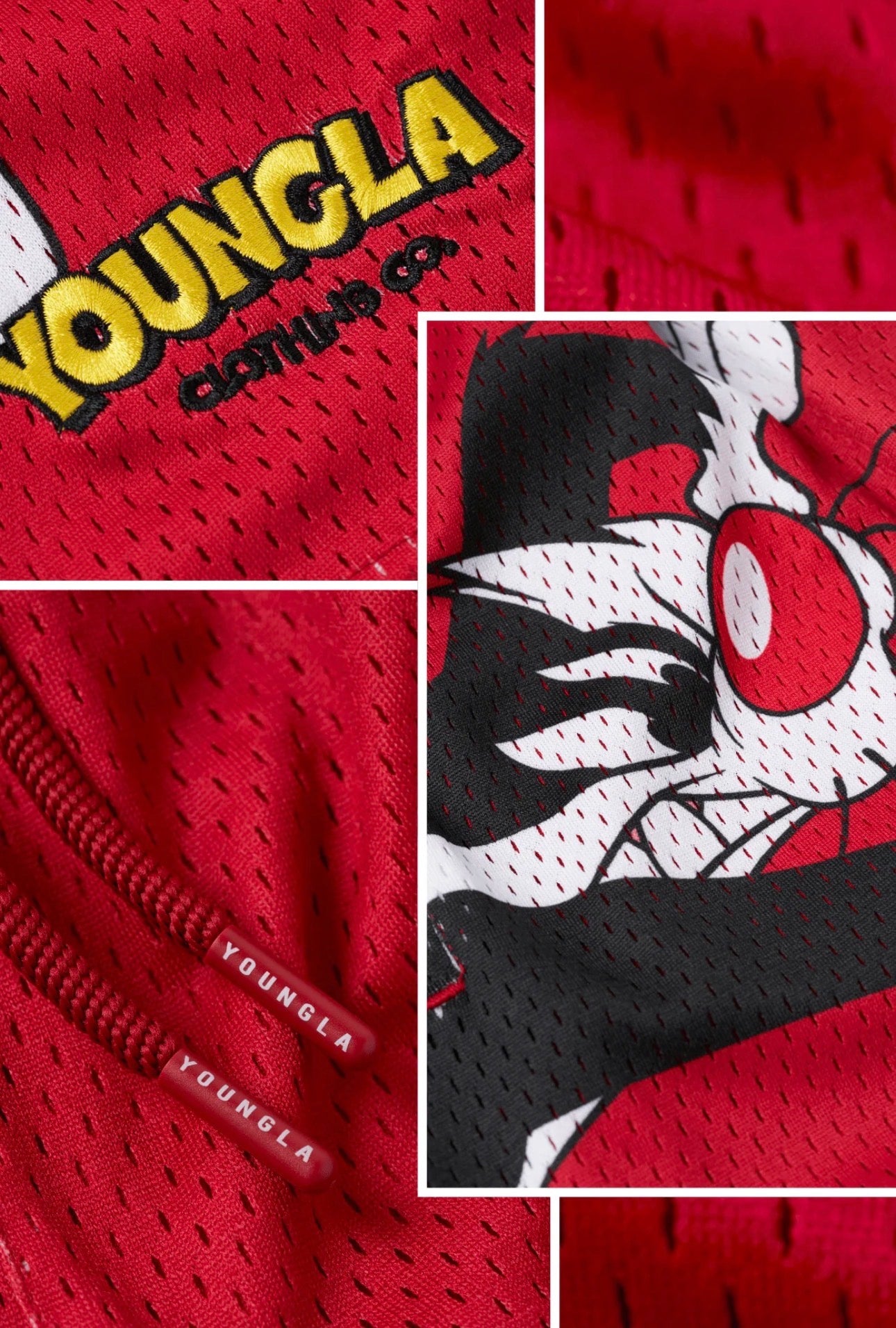 LOONEY TUNES BASKETBALL SHORTS-1098 (RED)