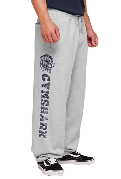 GYMSHARK RETRO COLLEGIATE GRAPHIC WIDE LEG PANTS (GREY)