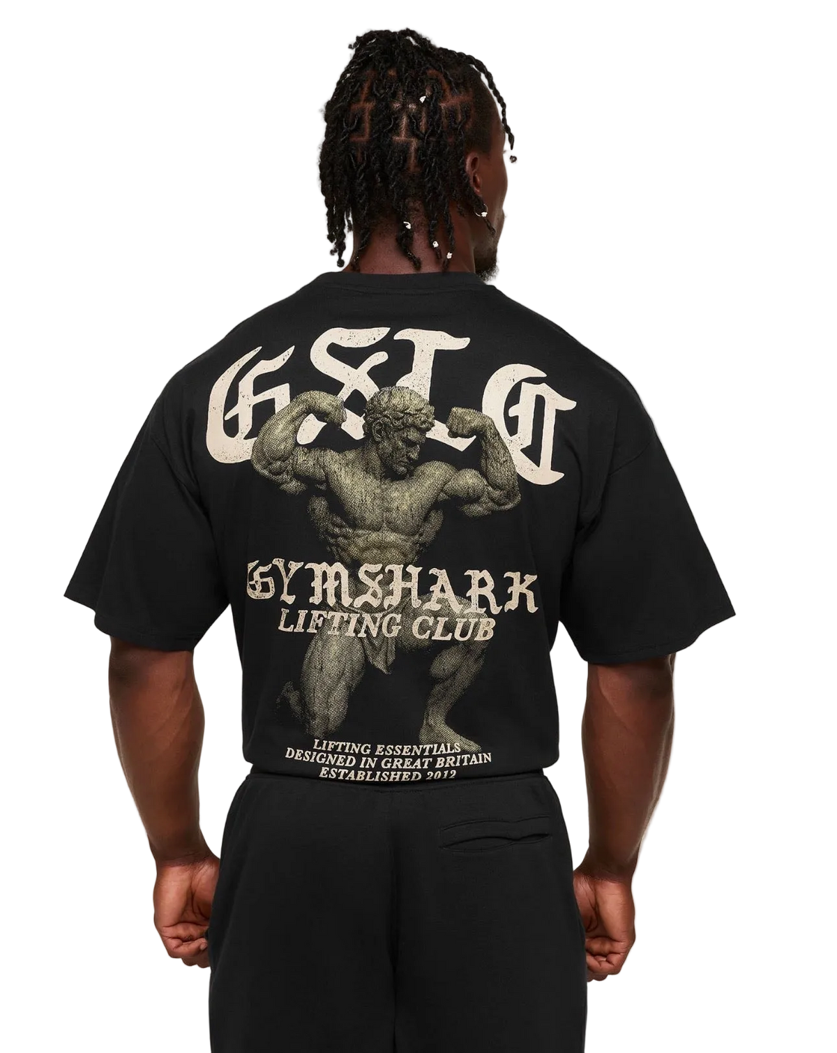 GYMSHARK LIFTING STATUE GRAPHIC T-SHIRT (BLACK)