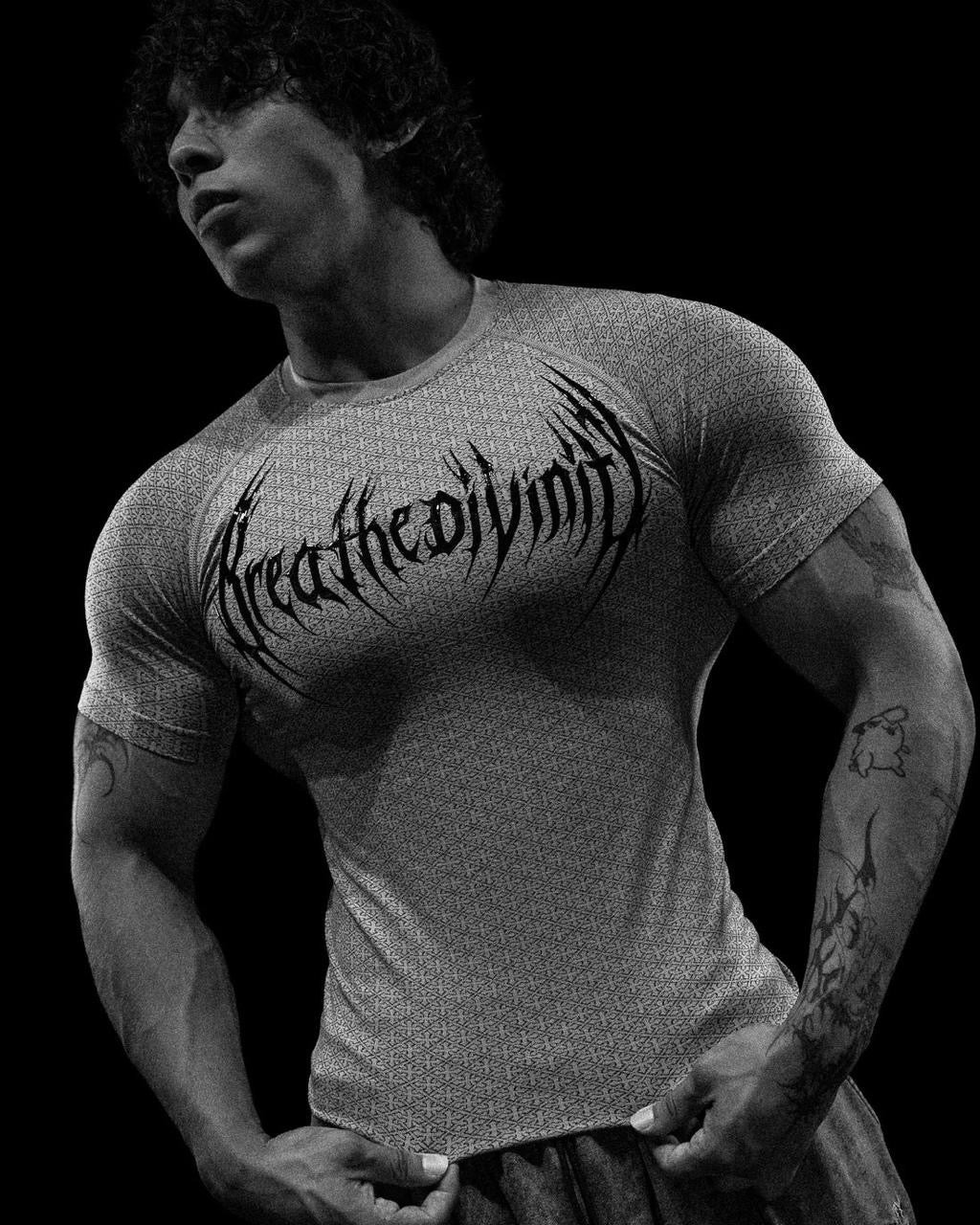 DOOM TECH ARMORED VENOM TEXTURE SHORT SLEEVE COMPRESSION (WHITE GRADIENT)