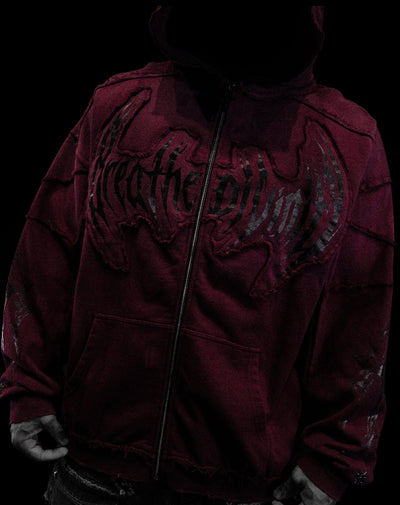 RUINED OVERSIZED ZIP-UP HOODIE (VIOLA)