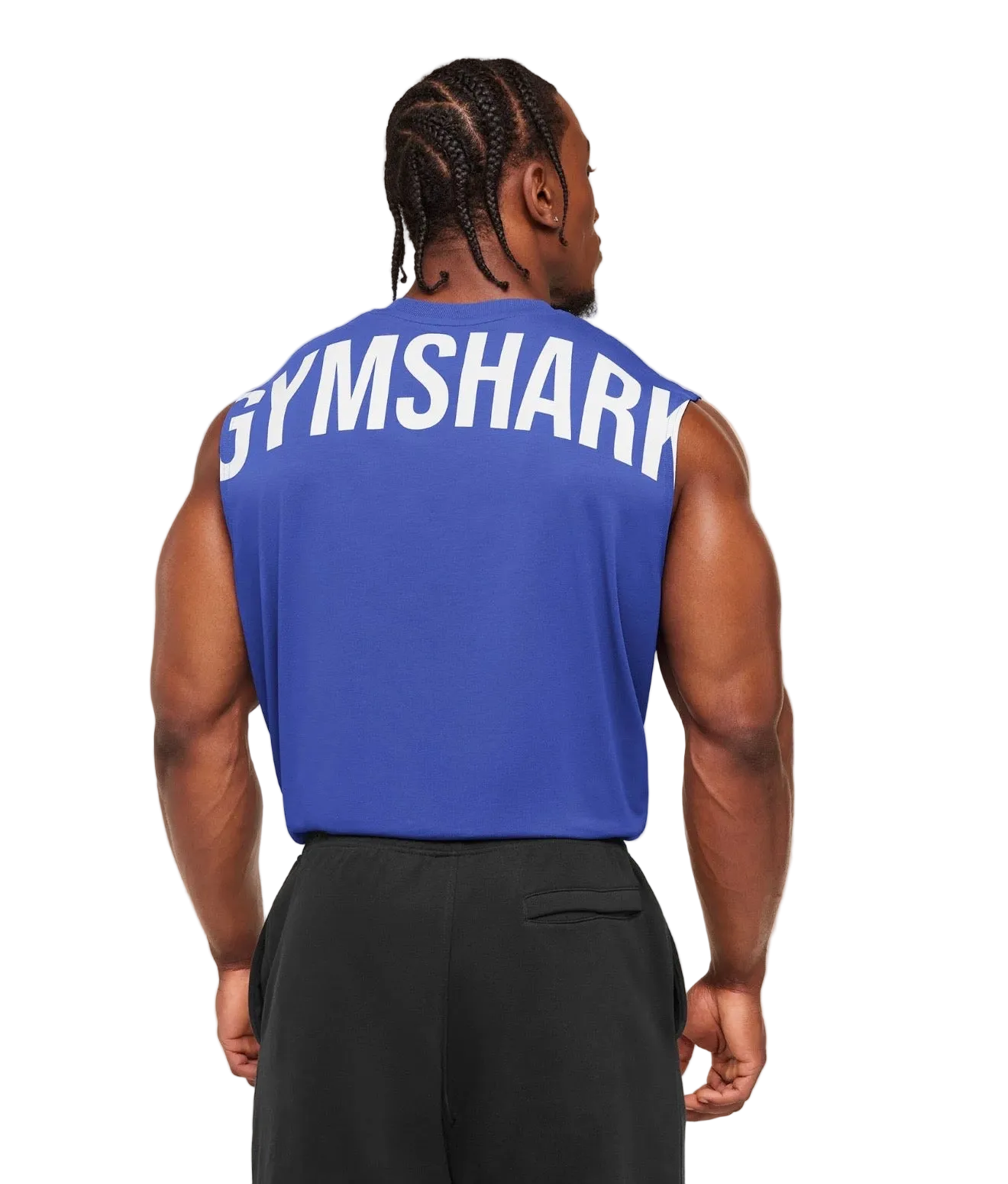 GYMSHARK POWER CUT OFF TANK (FORCE BLUE)
