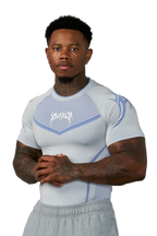 WARRIOR X COMPRESSION TEE-4065 (GREY/BLUE)